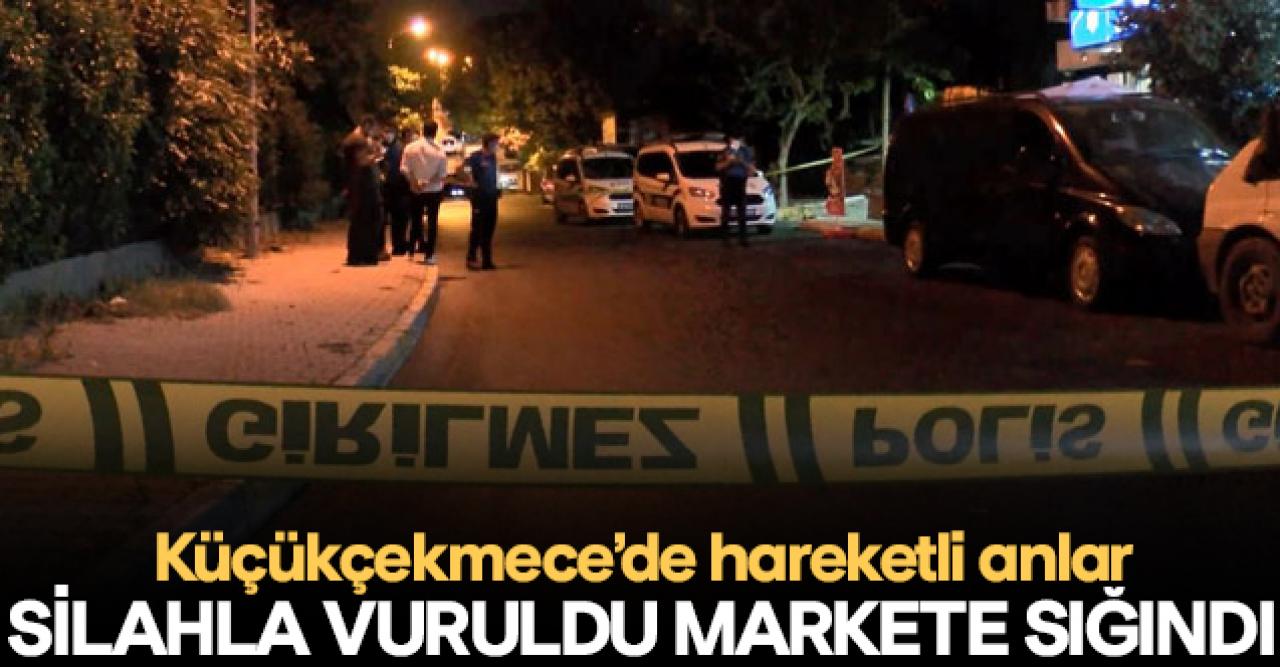 Küçükçekmece'de silahla vurulan kişi markete sığındı