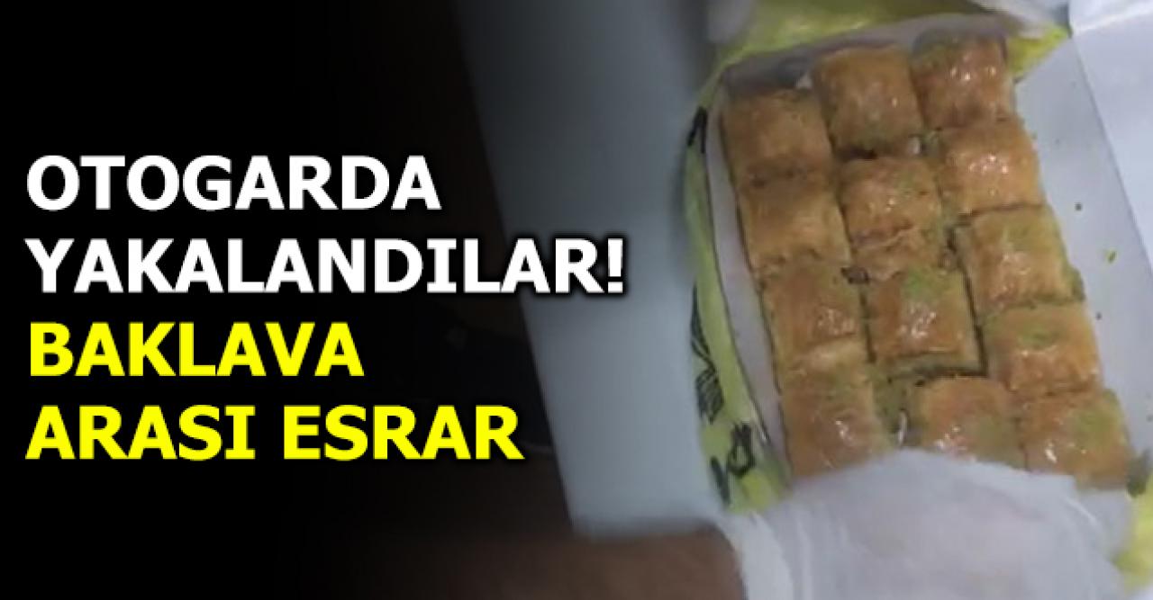 Baklavanın arasından esrar çıktı! Otogarda yakalandılar...