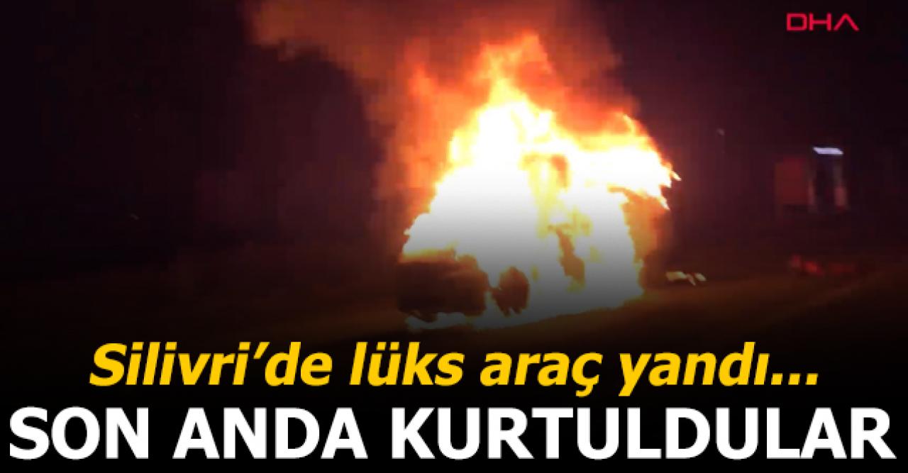 Silivri'de lüks araç yandı! İki kişi son anda kurtuldu...