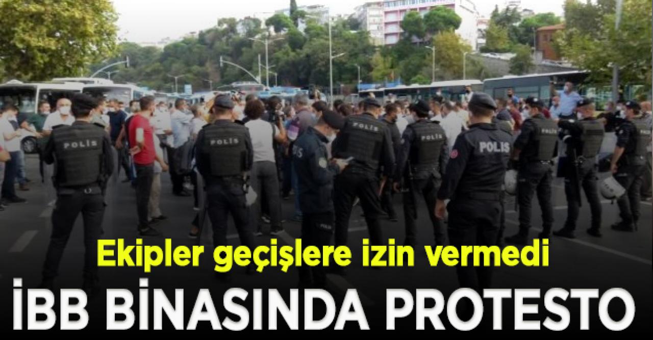 İBB binasına protesto için giden minibüsçülere polis ekipleri engel oldu