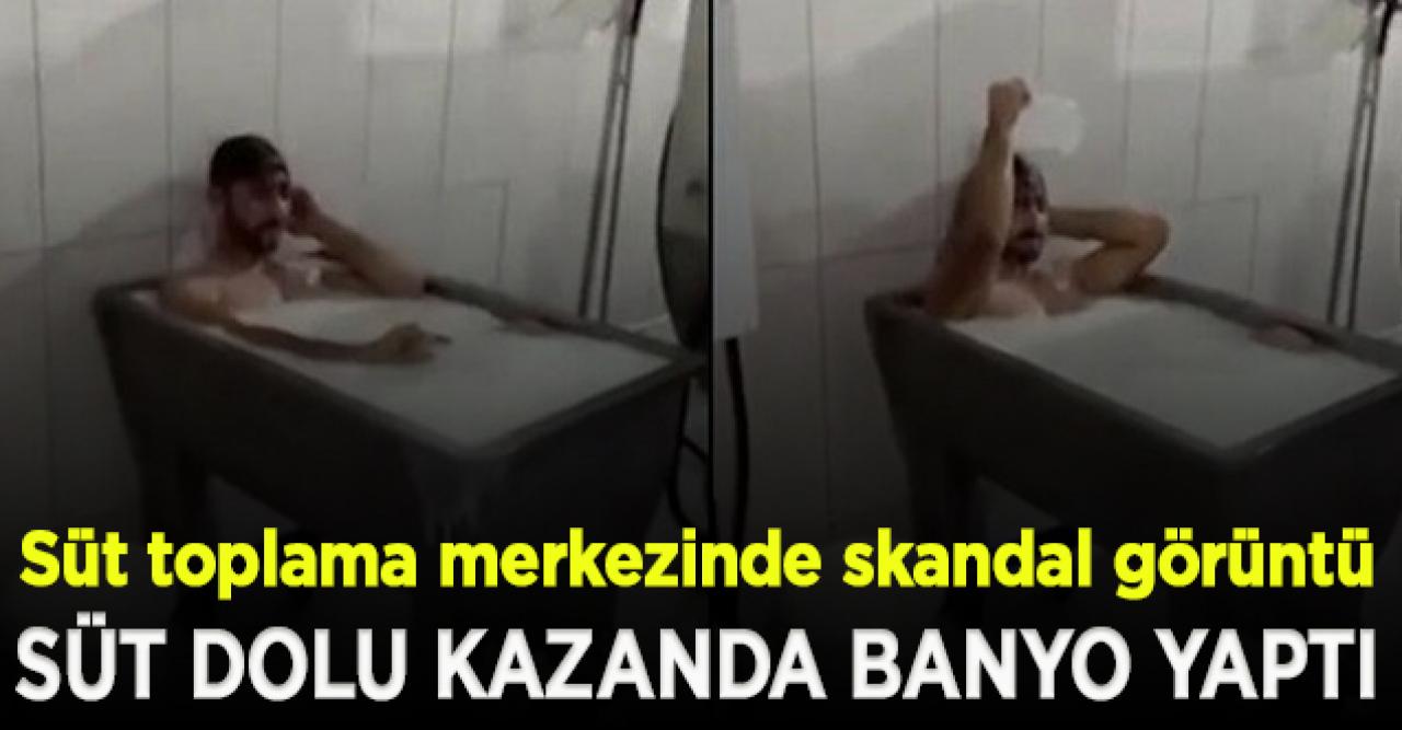 Süt toplama merkezinde işçi, süt kazanında banyo yaptı