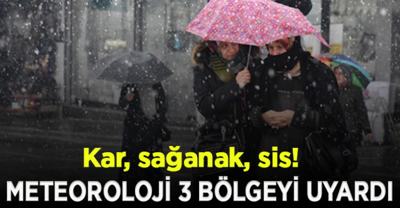 Meteoroloji 3 bölgeyi uyardı; Kar, sağanak, sis!