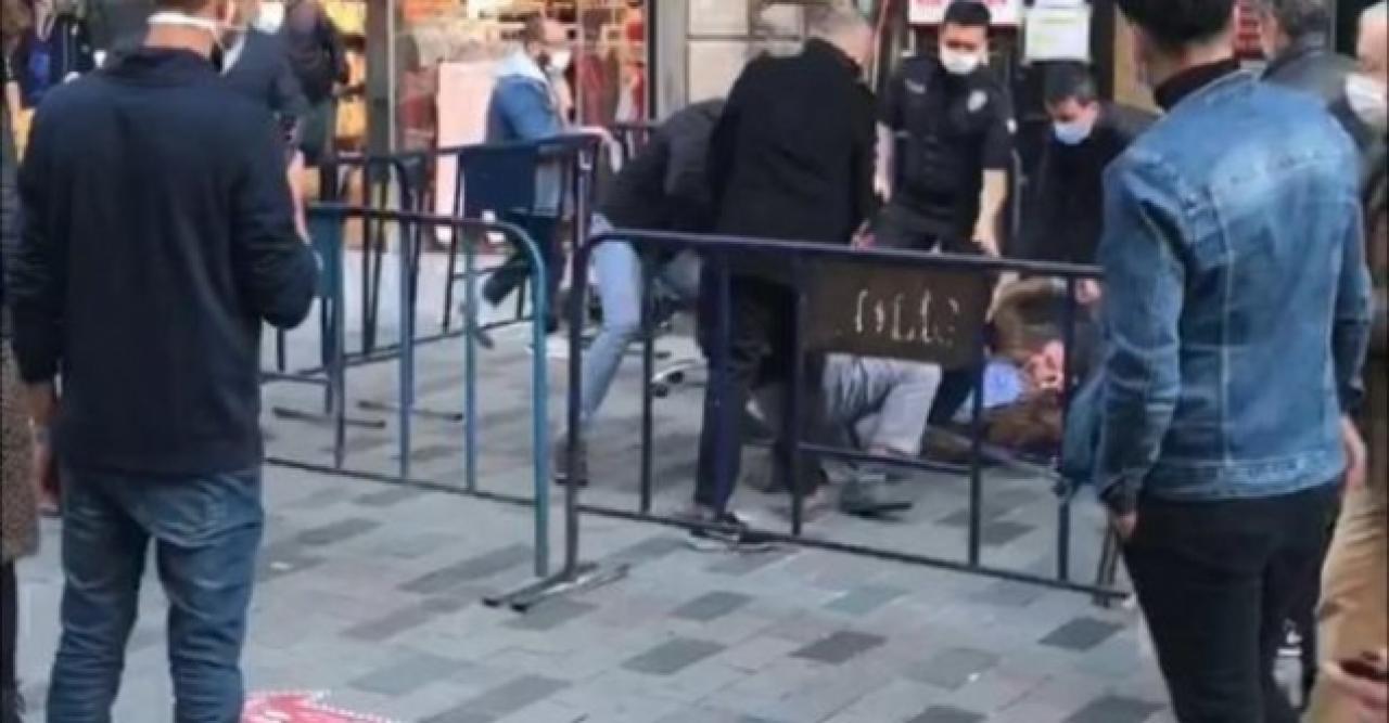 İstiklal Caddesi'nde sosyal mesafe kavgası kamerada