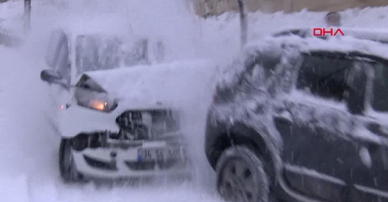 Kağıthane'de kar kazası kamerada