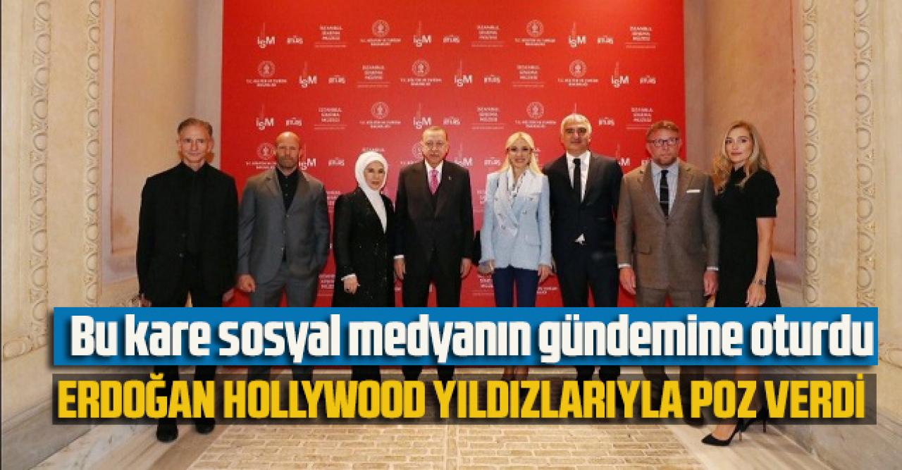 Bu kare sosyal medyanın gündemine oturdu; Erdoğan Hollywood yıldızlarıyla poz verdi