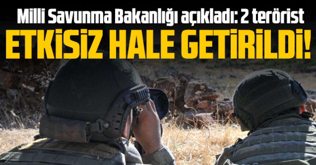 Milli Savunma Bakanlığı: 2 terörist etkisiz hale getirildi