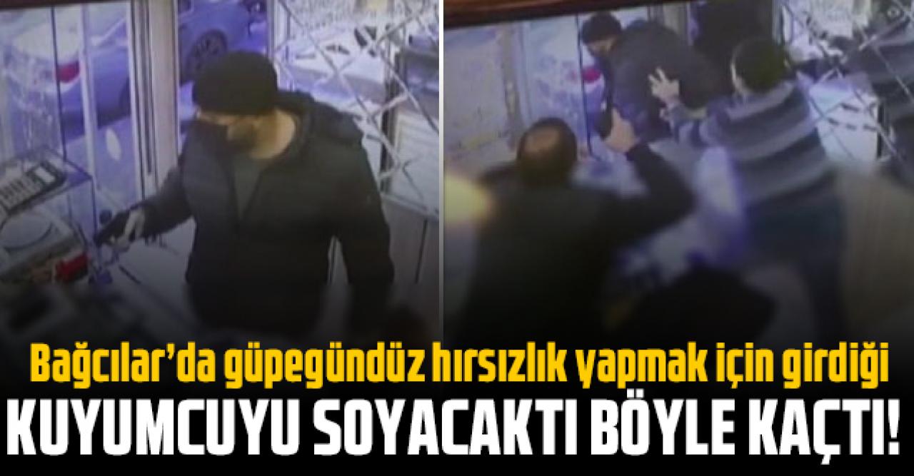 Güpegündüz soymak için girdiği kuyumcudan böyle kaçtı!