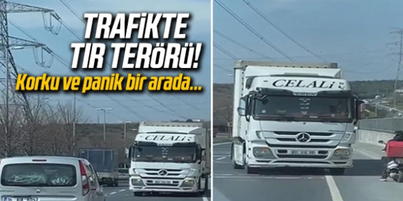 Ters yönde giden TIR trafiği tehlikeye attı!