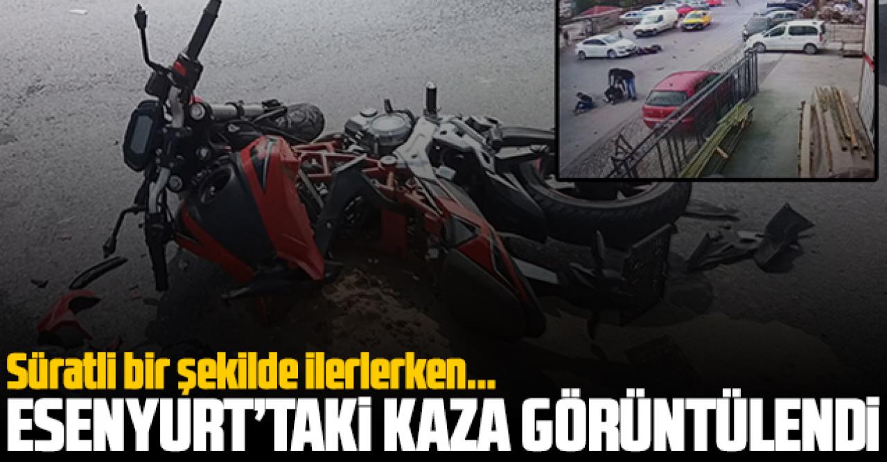 Esenyurt'taki motor kazası kamerada! Süratli bir şekilde ilerlerken...