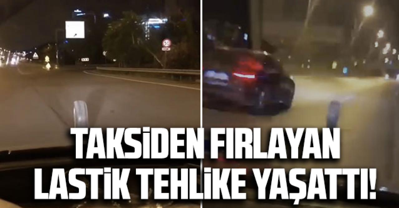 Taksiden fırlayan tekerlek sürücülere tehlike yaşattı