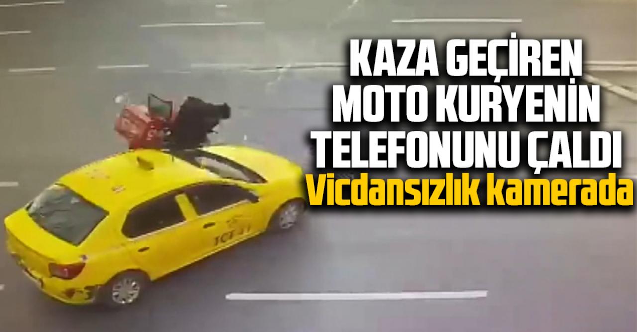 Vicdansızlık kamerada! Şişli'de kaza geçiren motokuryenin telefonunu çaldı