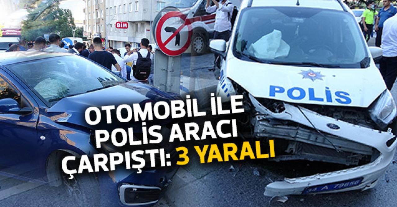 Sultangazi'de polis aracı ile otomobil kafa kafaya çarpıştı: 2'si polis, 3 yaralı