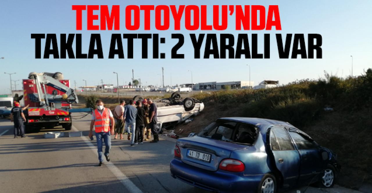 Tuzla TEM Otoyolunda araç takla attı; 2 yaralı