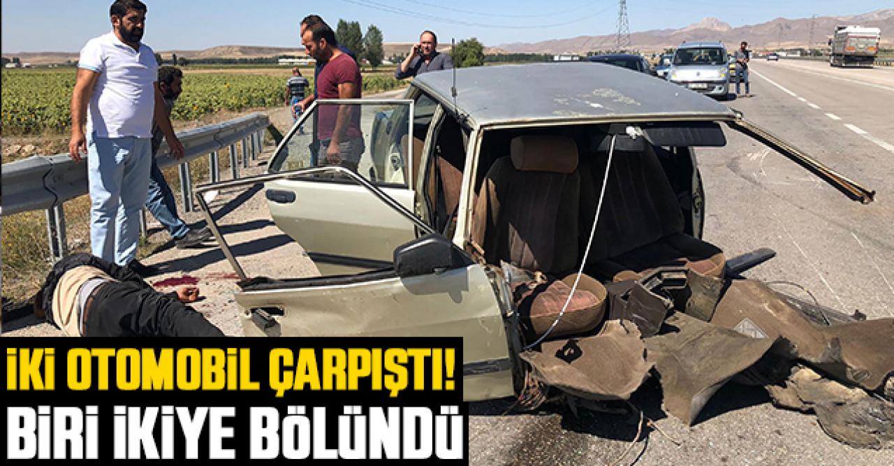 Erzurum'da iki otomobil çarpıştı, biri ikiye bölündü: 5 yaralı