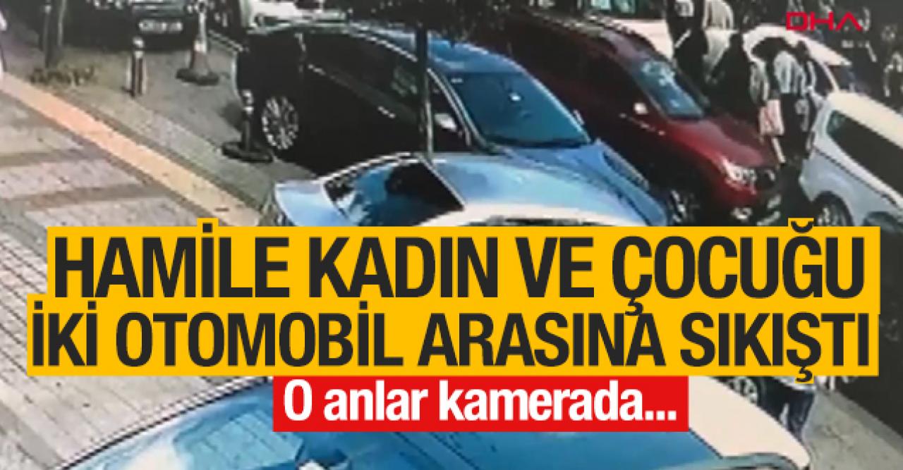 Güngören'de hamile kadın ve çocuğu iki otomobilin arasında kaldı! İterek kurtardılar...