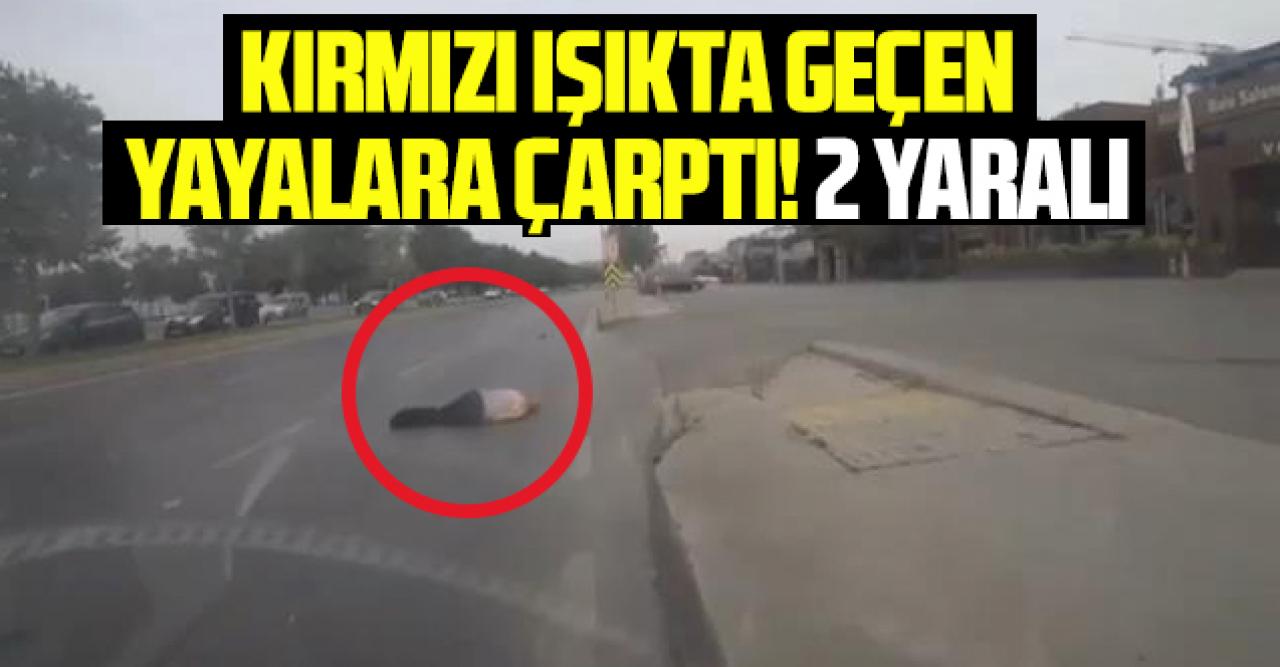 Kırmızı ışıkta geçen yayalara otomobil çarptı: 2 yaralı