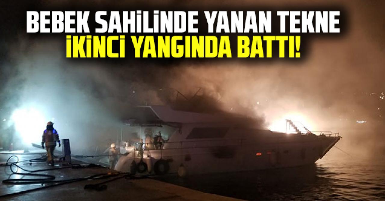 Dün yanan tekne ikinci yangında battı