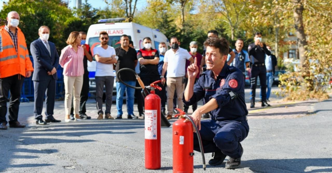 Esenyurt'ta yangına karşı uygulamalı eğitim