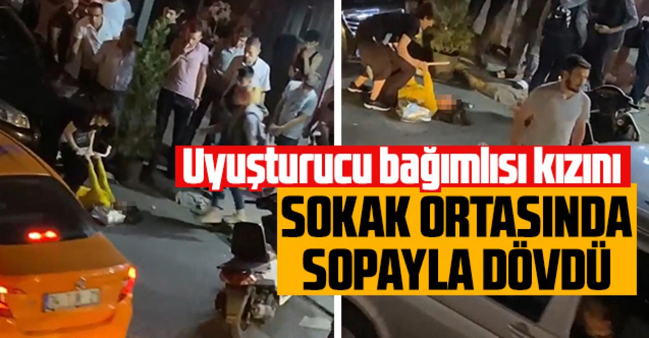 Bağcılar'da dram şiddete dönüştü: Uyuşturucu bağımlısı kızını sokak ortasında dövdü!