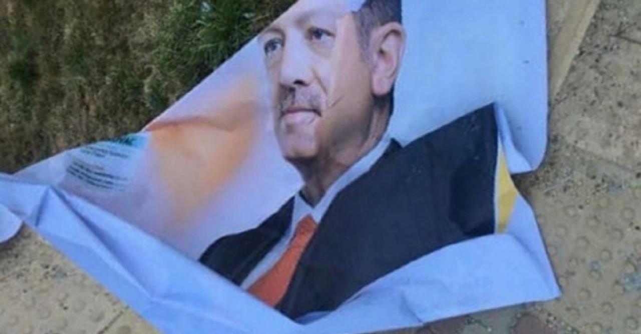 Cumhurbaşkanı Recep Tayyip Erdoğan'ın afişlerini yırtan şahıs gözaltına alındı