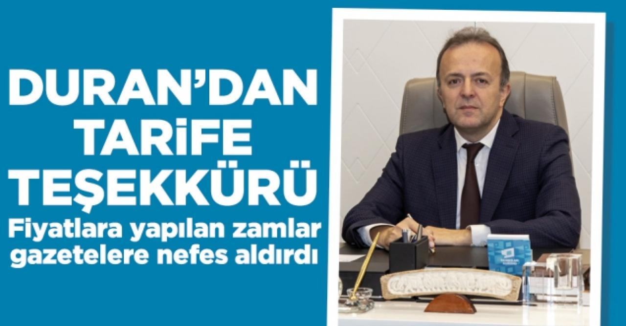 Rıdvan Duran'dan tarife teşekkürü