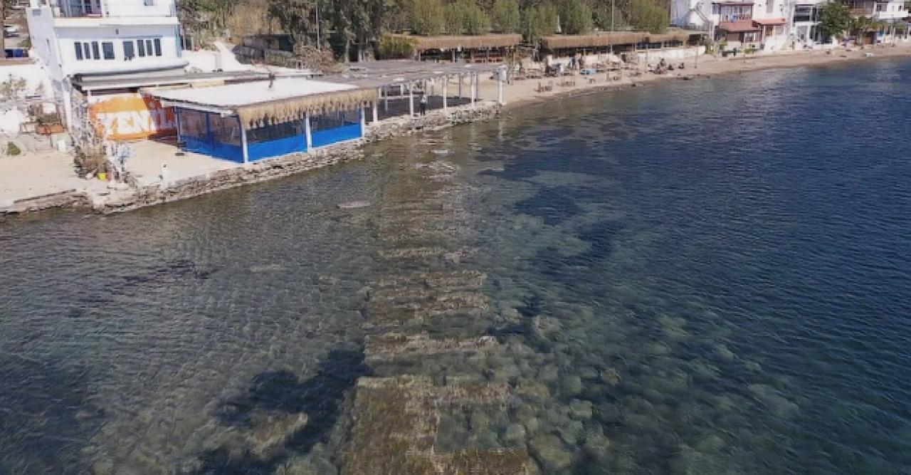 Bodrum'da deniz çekildi, tarihi Kral Yolu ortaya çıktı