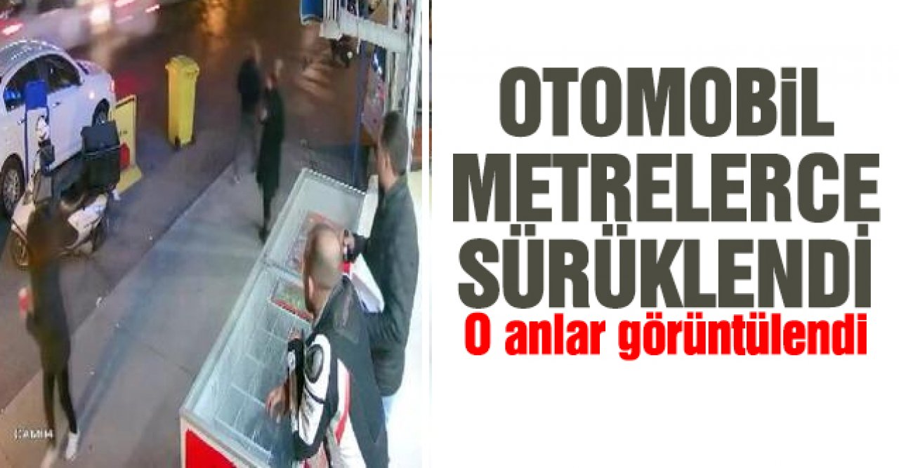 Ataşehir'de otomobilin metrelerce sürüklendiği kaza kamerada