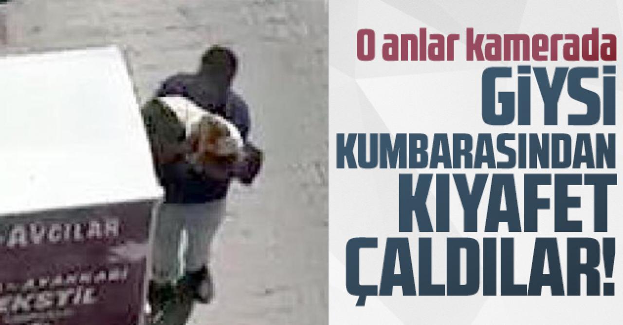 Avcılar'da giysi kumbarasından giysi çaldılar