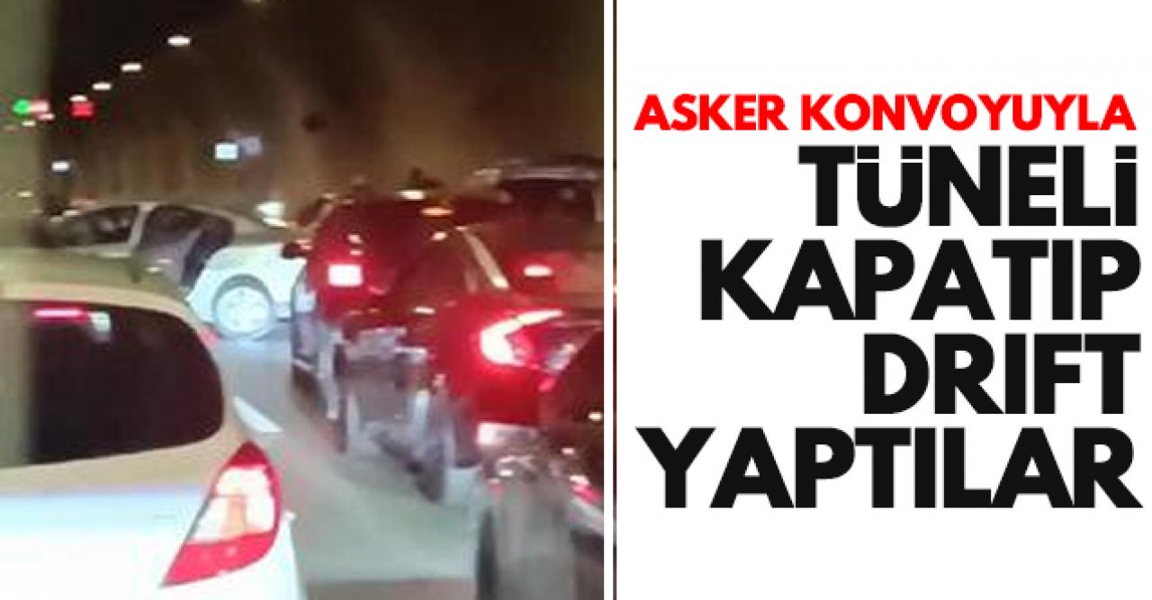 Üsküdar'daki asker konvoyunda tüneli kapatıp drift yaptılar