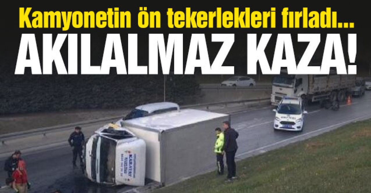 Sultangazi'de akılalmaz kaza... Kamyonetin ön tekerleri yerinden çıktı