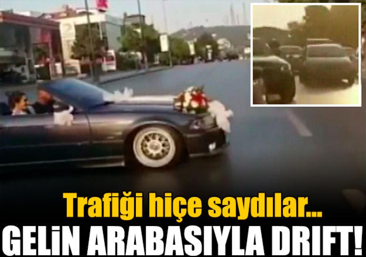 Gelin arabasıyla drift yaptılar