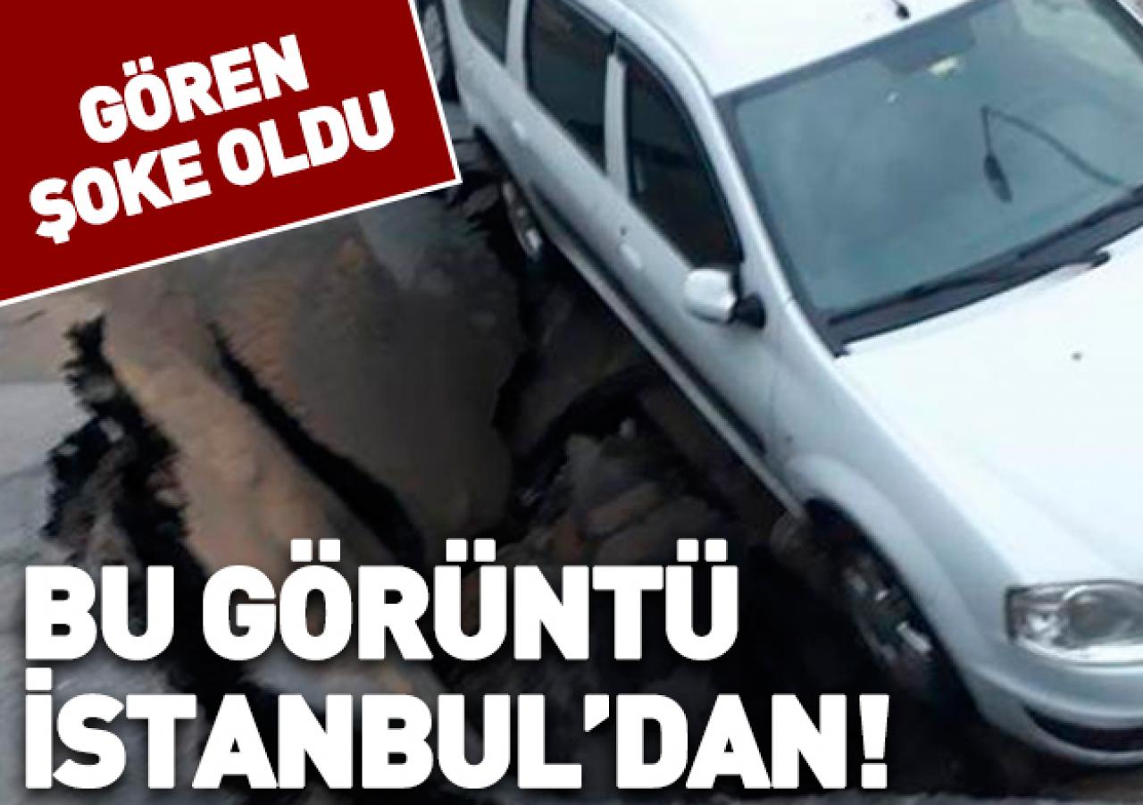 Otomobil çöken yola düştü