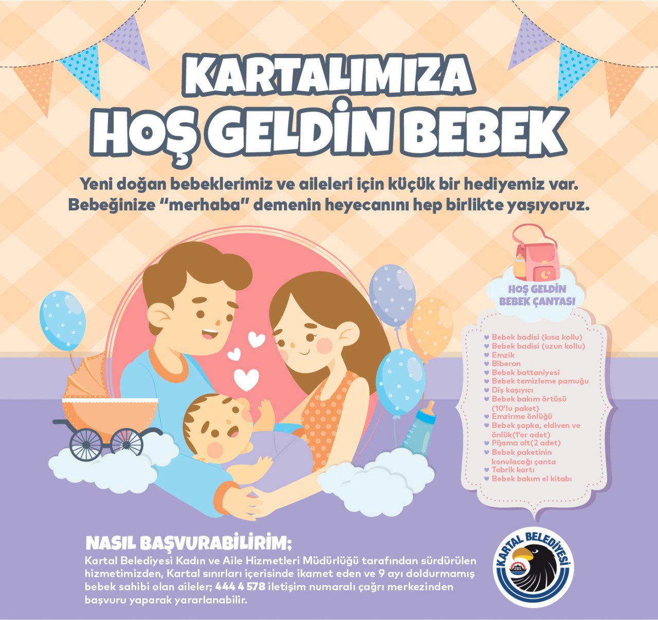 Yeni doğan bebeklerin ilk hediyesi Kartal Belediyesi’nden