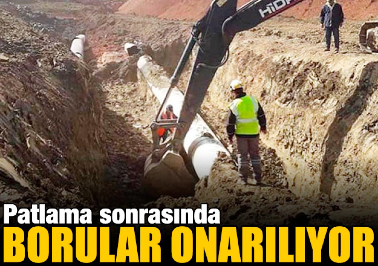 Patlayan doğalgaz boruları onarılıyor