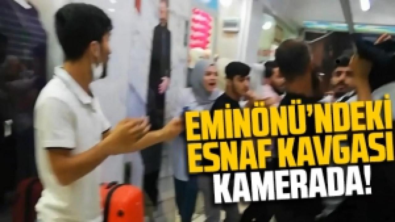 Eminönü'nde ortalığın savaş alanına döndüğü esnaf kavgası kamerada