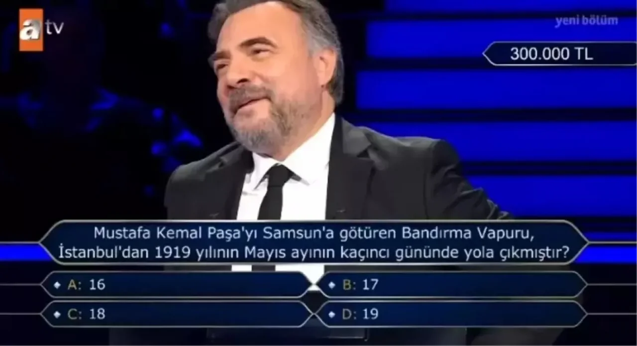 Mustafa Kemal Paşa'yı Samsun'a Götüren Bandırma Vapuru Hangi Gün Yola Çıkmıştır? İşte Milyoner Sorusu ve Cevabı