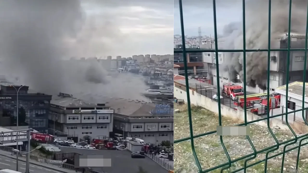 Haramidere Sanayi Sitesi'ndeki işletmede yangın! Yoğun duman çevre ilçelerden görülüyor!