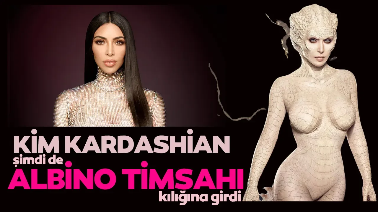 Kim Kardashian Cadılar Bayramı'nda albino timsahlı kostümüyle övgü bombardımanına tutuldu