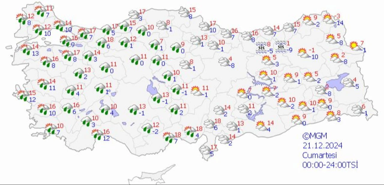 21 Aralık Cumartesi Günü Yağmur Var mı? Hafta Sonu Hava Durumu Raporu