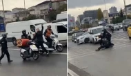 Trafikte demir çubuklu şiddet! Motosikletliye yol ortasında saldırı!