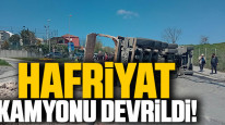 Sultangazi'de hafriyat kamyonu devrildi