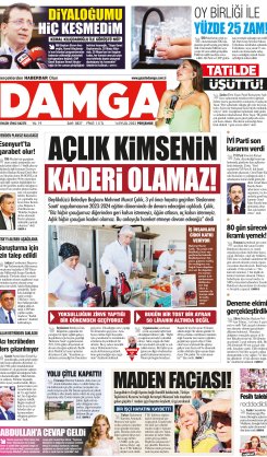 DAMGA 14 Eylül 2023 Perşembe Sayfaları