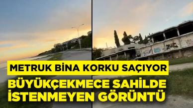 Büyükçekmece sahilindeki metruk bina korku saçıyor!