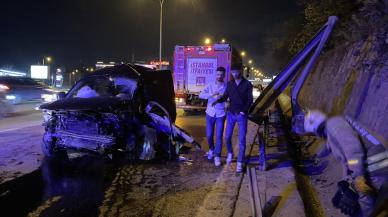 Otomobile çarpan araç bariyerlere vurdu: İki şerit birden trafiğe kapatıldı