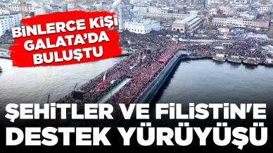 Binlerce kişi Galata Köprüsü'nde buluştu: Şehitler ve Filistin'e destek yürüyüşü