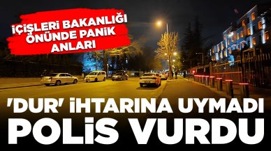 İçişleri Bakanlığı önünde panik anları: "Dur" ihtarına uymayan şüpheliyi polis vurdu