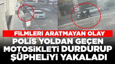 Filmleri aratmayan olay: Polis yoldan geçen motosikleti durdurup şüpheliyi yakaladı