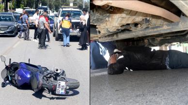 Motosikletten düşüp kamyonetin altında kaldı: Sorduğu ilk soru şoke etti