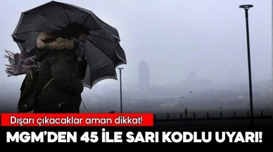 Meteoroloji'den 45 il için sarı kod uyarısı! 20 Nisan 2024