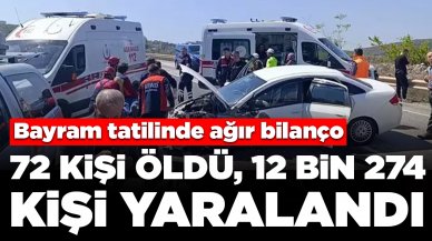 Bayram tatilinde ağır bilanço: 72 kişi öldü, 12 bin 274 kişi yaralandı